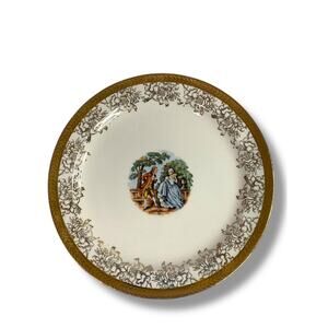 Vintage Taylor Smith Taylor TS&T Victorian Couple 8.75" Plate 22K Gold Trim